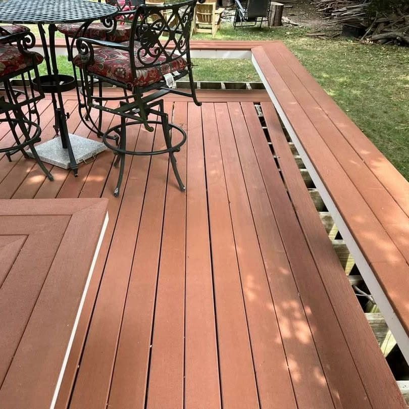 Same composite decking restored to a clean finish
