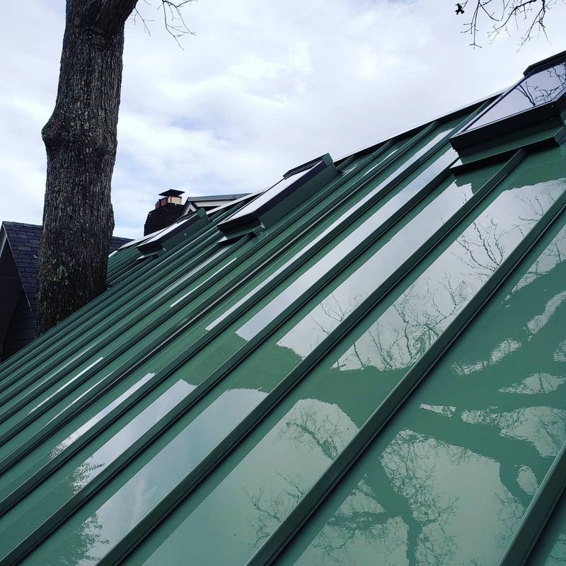 Same standing-seam metal roof restored after soft wash
